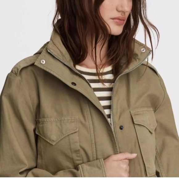 Rag & Bone M65 Field Cotton Utility Full Zip Hooded Jacket Moss Green NWT XXS - Picture 8 of 14